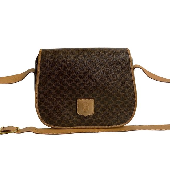 CELINE Vintage Brown Leather Shoulder Bag - Picture 1 of 8